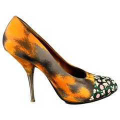 Used DRIES VAN NOTEN Size 9 Multi Color Silk Mixed Pattern Pumps