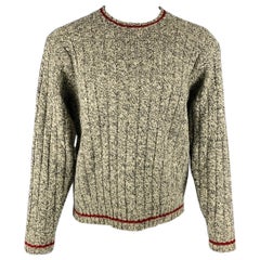 RALPH LAUREN Talla M Beige Negro Jersey de punto de lana Nylon Cuello redondo