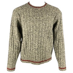 RALPH LAUREN Size M Beige Black Knool Nylon Crew Neck Sweater (Pull à col roulé en laine)