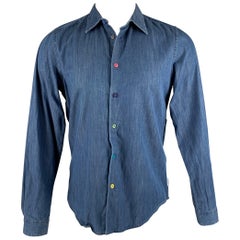 PAUL SMITH - Chemise à manches longues ajustée en coton bleu, taille S