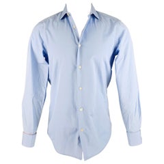 PAUL SMITH Größe S Blaues langärmeliges Hemd aus Baumwolle mit französischer Manschette