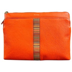 Used PAUL SMITH Orange Solid Leather Document Holder Bags