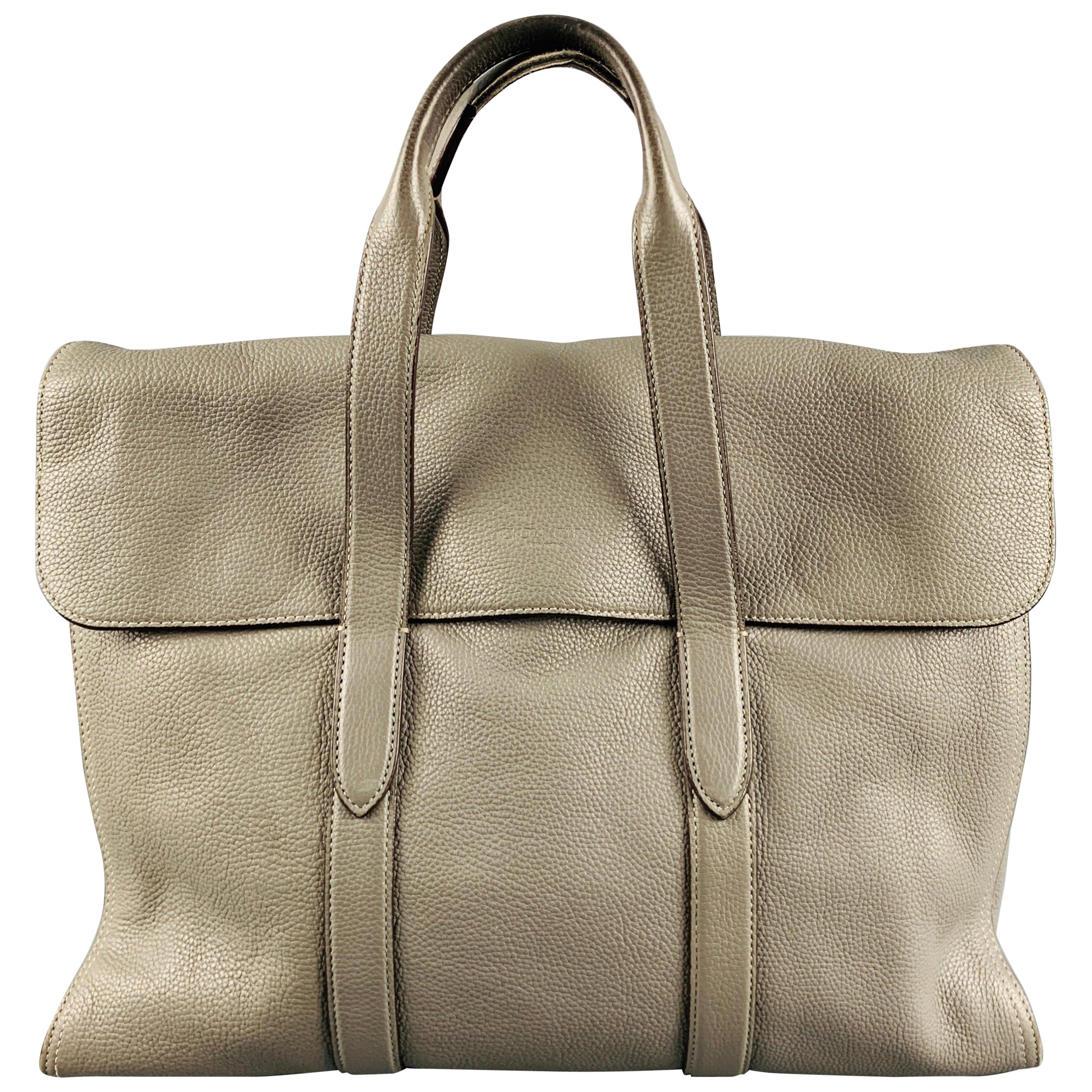 COACH Grey Pebble Grain Leather Tote Bag For Sale