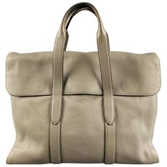 COACH Grey Pebble Grain Leather Tote Bag