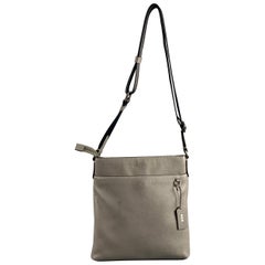 Used COACH Grey Black Pebble Grain Leather Cross Body Bag