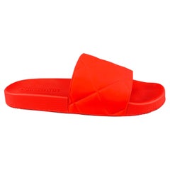 BOTTEGA VENETA Size 12 Orange Rubber Slip On Sandals