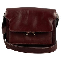 MARNI Burgundy Leather Cross Body Handbag