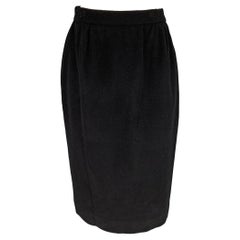 DONNA KARAN Size 4 Black Wool Cashmere Pencil Skirt