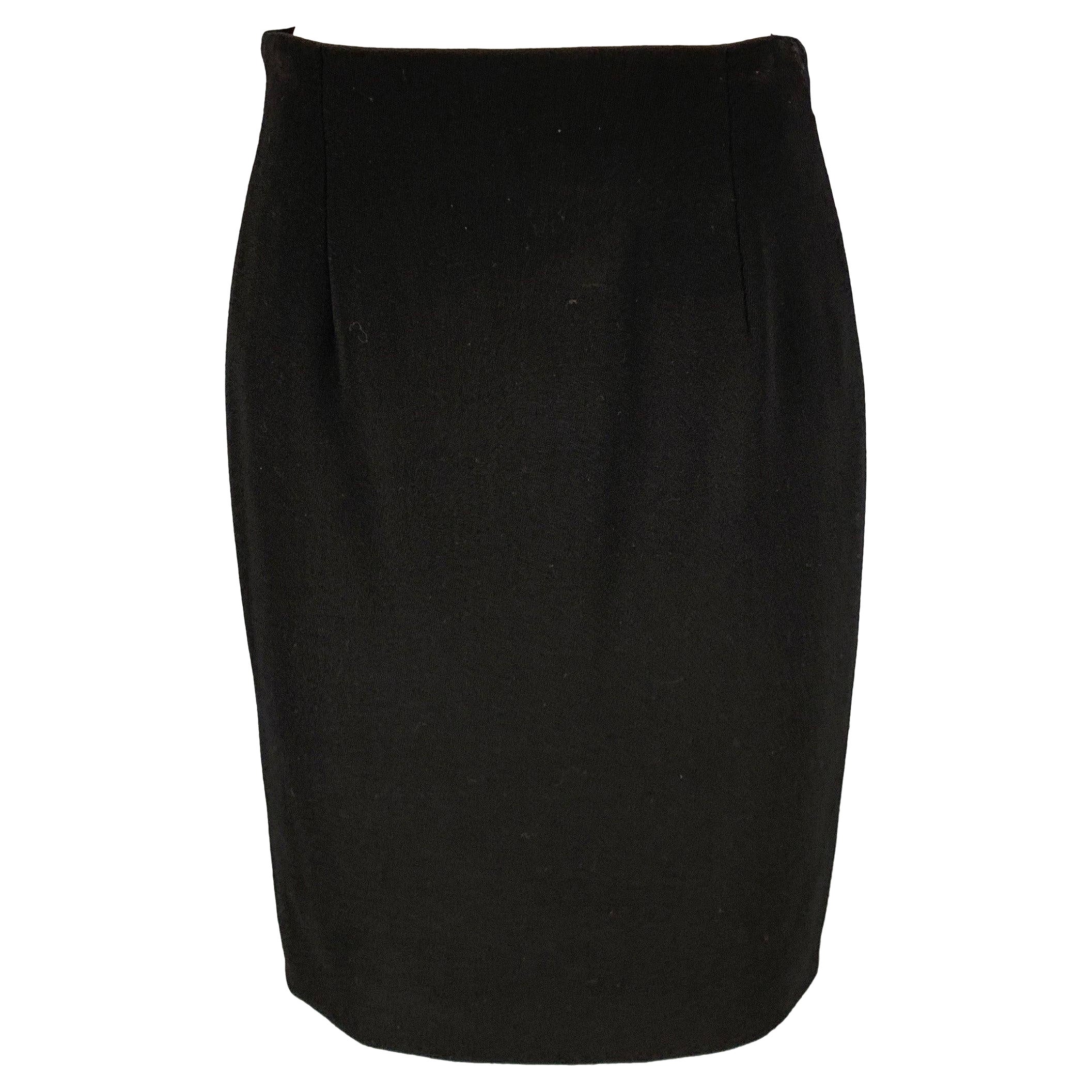 RALPH LAUREN Size 8 Black Wool Pencil Below Knee Skirt For Sale