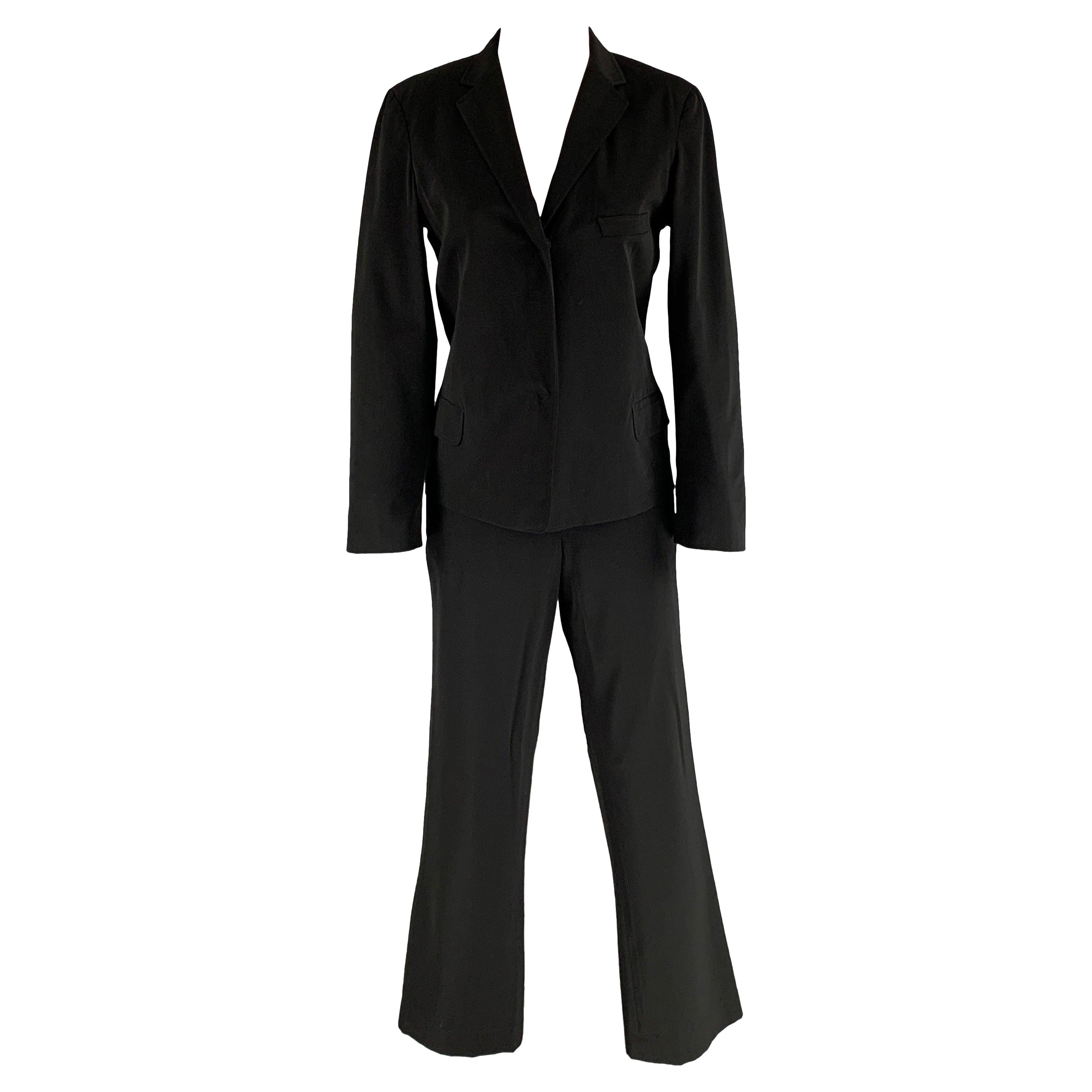 JIL SANDER Size 6 Black Silk Single Breasted Pants Suit For Sale