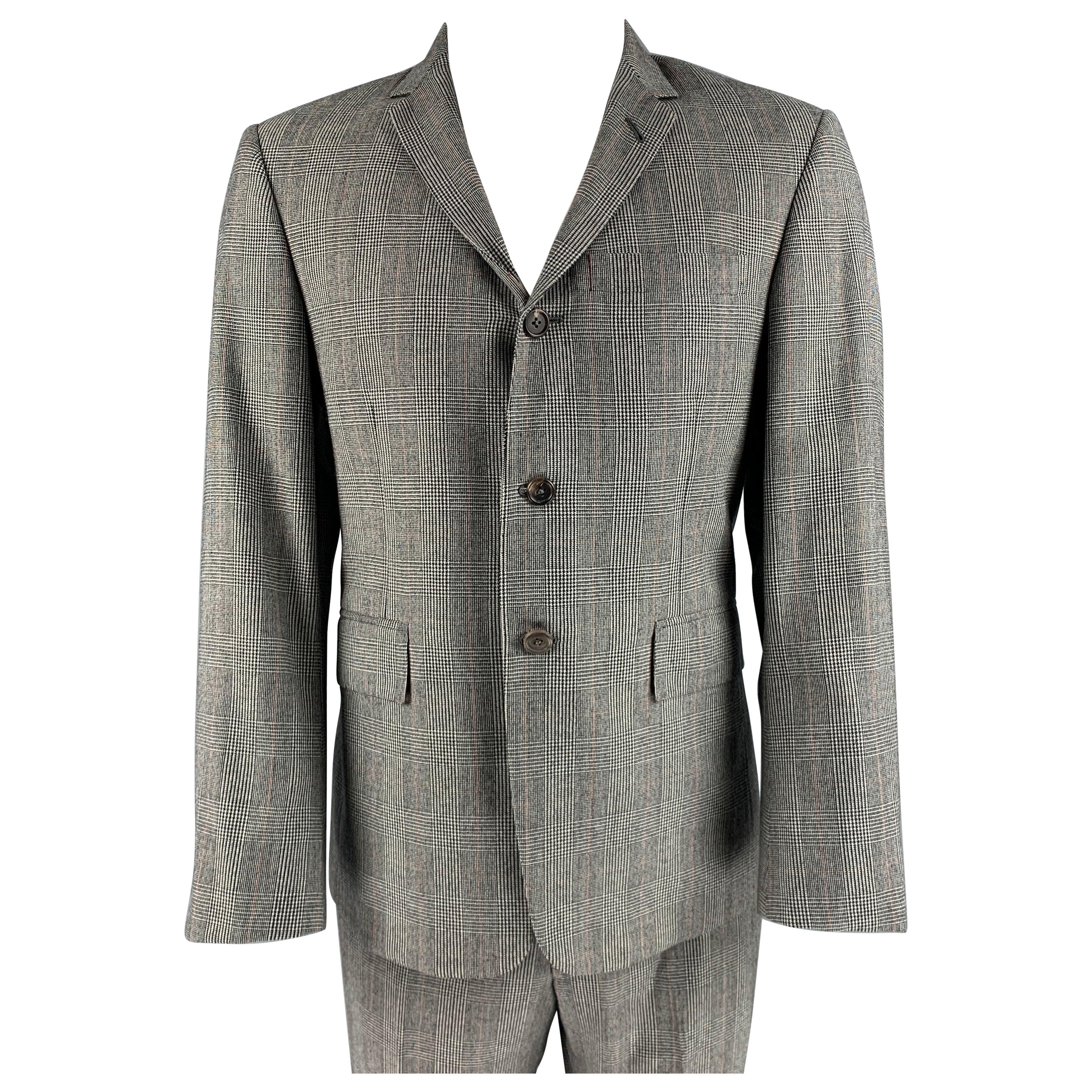 THOM BROWNE Size 40 Black White Glenplaid Wool Notch Lapel Suit For Sale