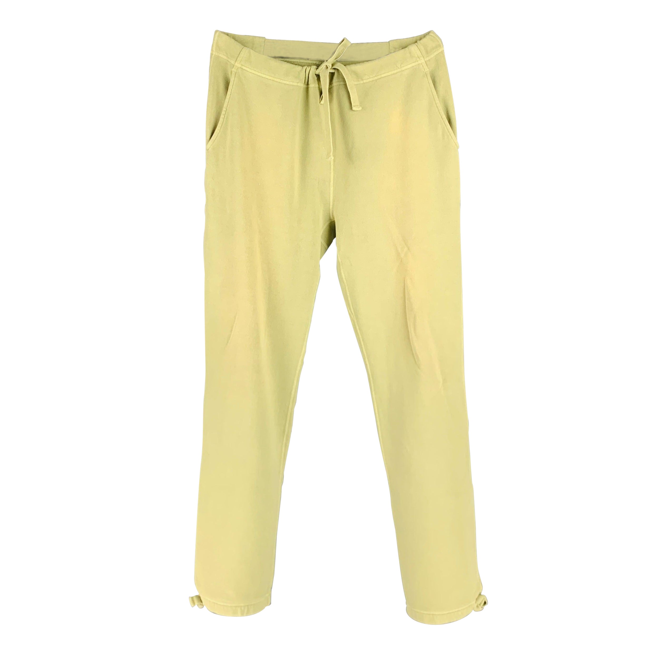 VISVIM Size M -Sweat Pants DMGD- Green Wash Cotton Drawstring Casual Pants For Sale