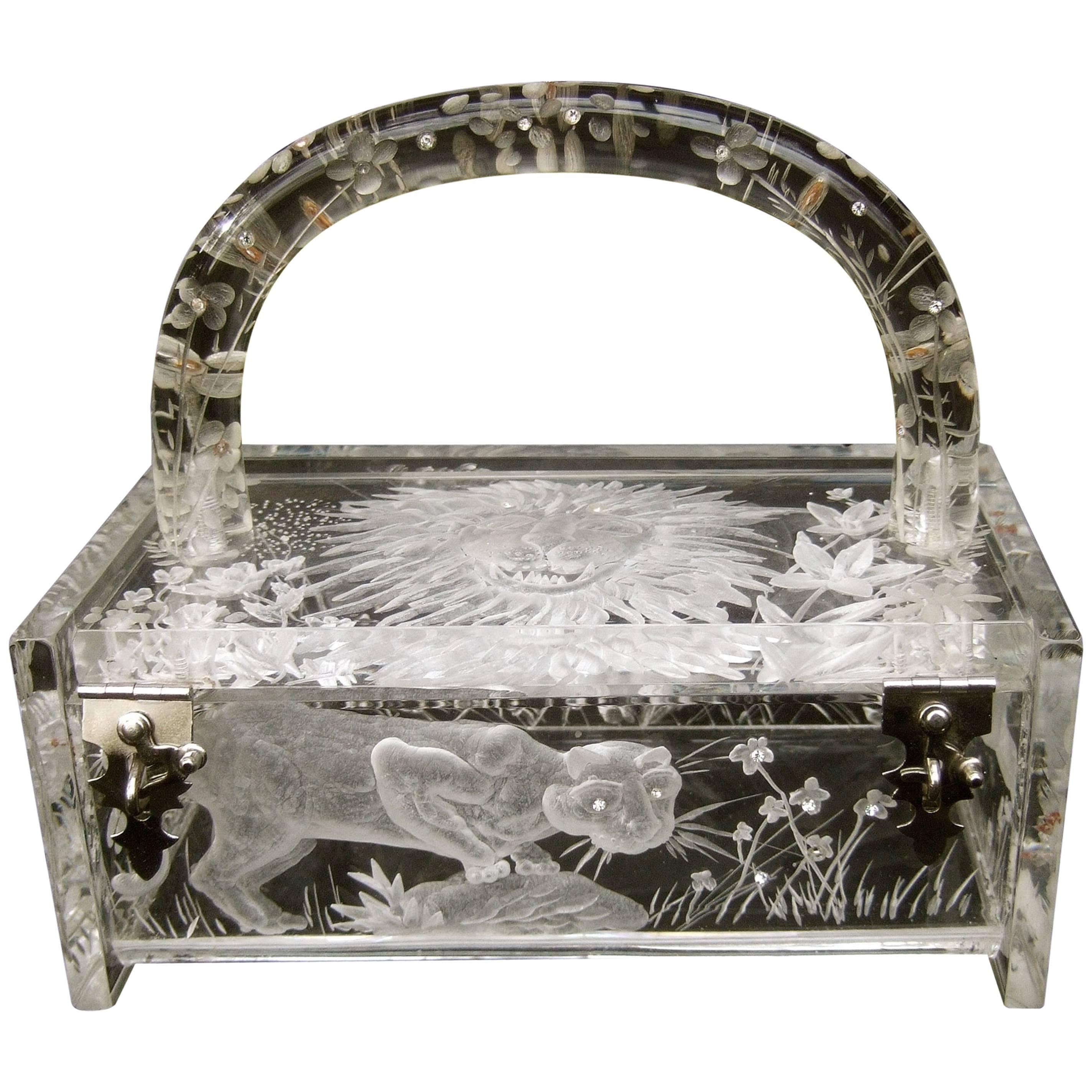 Museum Worthy Artisan Lucite Box Purse Designed by Joyce Francis 