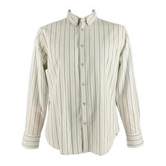 RAG & BONE Size XL White Green Stripe Cotton Long Sleeve Shirt