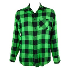 RAG & BONE Size L Green Black Buffalo Plaid Cotton Long Sleeve Shirt (Chemise à manches longues en coton)
