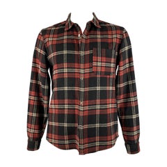 A.P.C. Size L Black Multi-Color Plaid Wool Nylon Button Up Long Sleeve Shirt