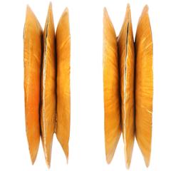MARGARET ELLIS c.1991 Handcrafted Bronze Textured Large Hoop Clip On Earrings 9