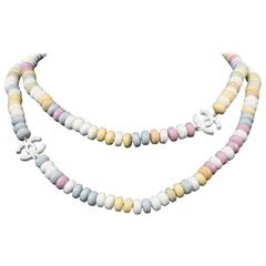 Chanel Candy Necklace - New - 41" - Long Multicolor Beaded CC Logo Gold Charm