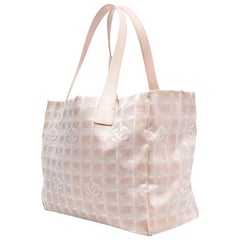 2004 Chanel Pink Logo Lurex Canvas Tote Bag