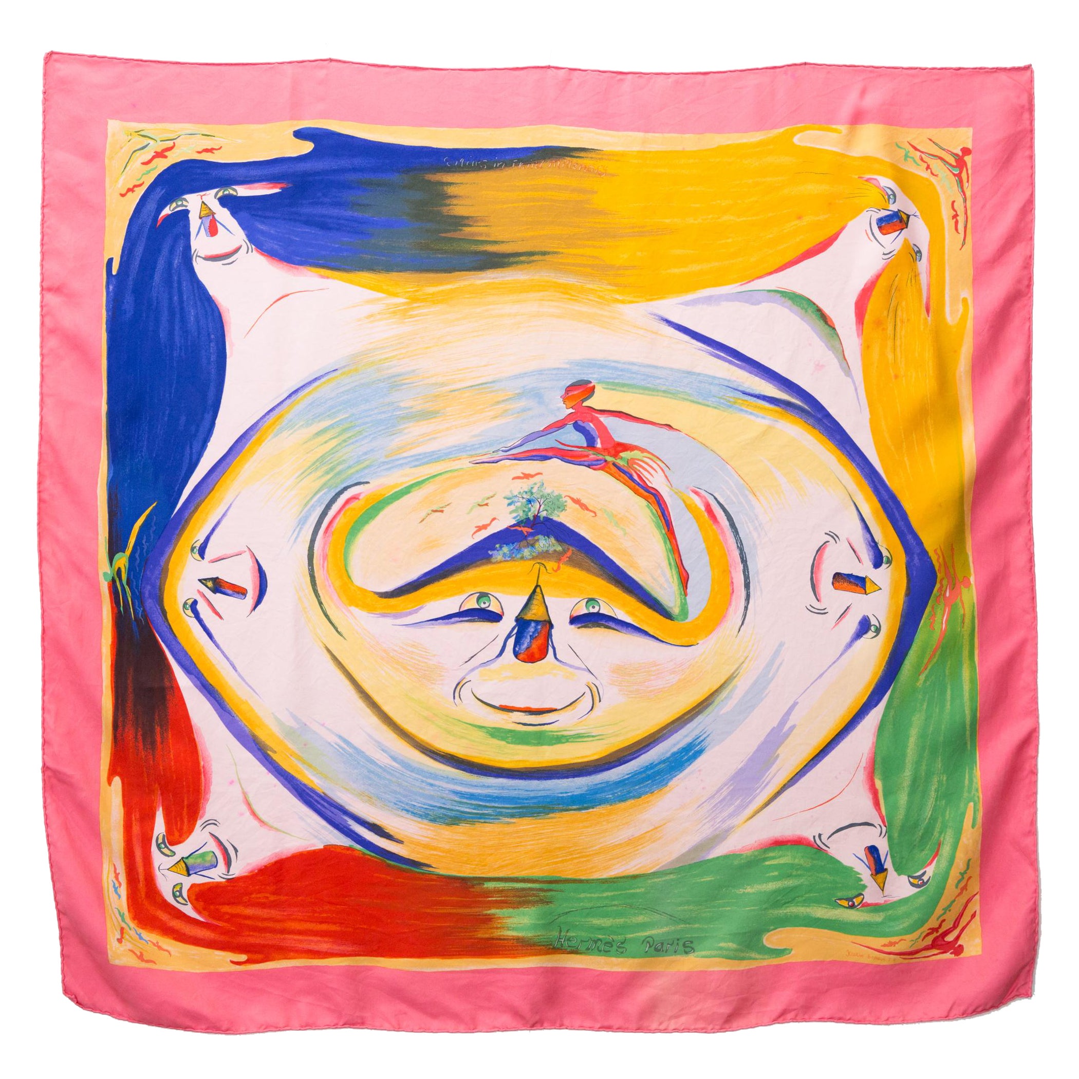 Hermes Smiles in Third Millenary by I A K Sefedin Silk Scarf For Sale