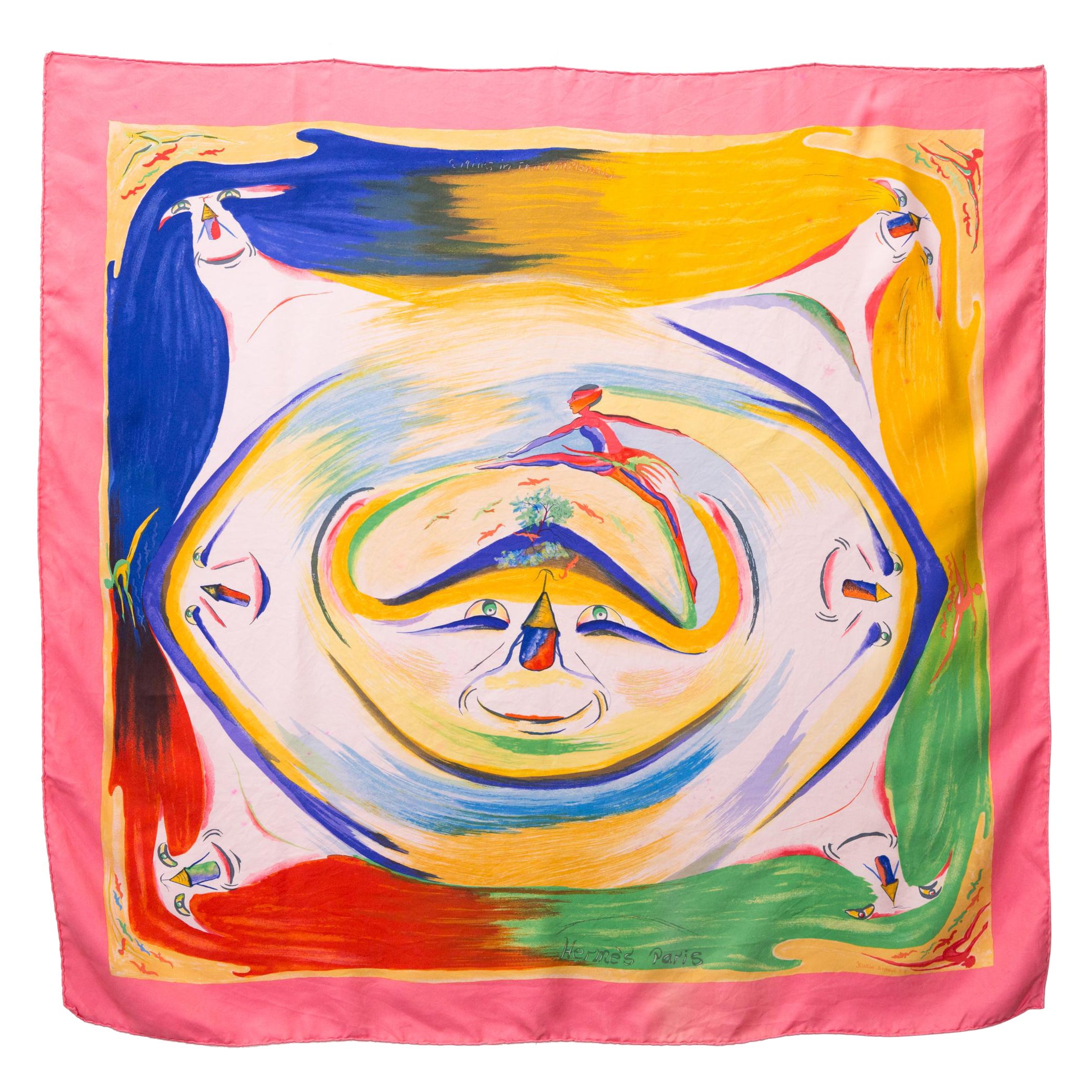 Hermes Smiles in Third Millenary by I A K Sefedin Silk Scarf For Sale