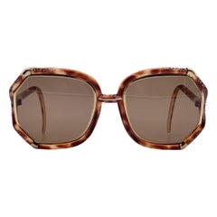 Ted Lapidus Vintage Brown TL1002 Crystals Oversize Sunglasses