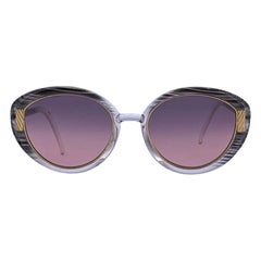 Ted Lapidus Vintage Grau Gradient B10 Kristalle Ovale Sonnenbrille 140 mm