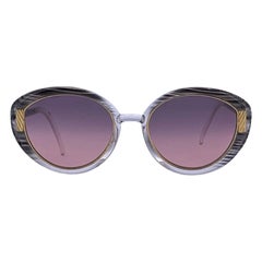 Ted Lapidus Vintage Grey Gradient B10 Crystals Oval Sunglasses 140 mm