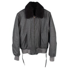 Yves Saint Laurent bomber Jacket Men Jacket Removable fur collar, Size 50 (M/L)