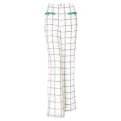 Chanel White Checkered Tweed Patch Pocket Wide-Leg Pants Cruise 2021