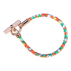 Hermès Pulsera Seda Trenzada Glenan Amazone Pop Rose Ghw Talla 1