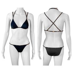 Tom Ford for Gucci F/W 2003 Bondage Studded Two-Piece Bikini Swimsuit Swimwear