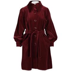 Rare Emanuel Ungaro 1970s Parallele Vintage Burgundy Velvet Coat