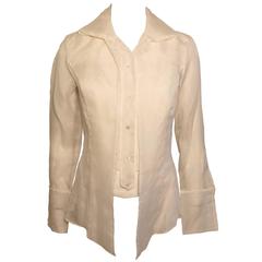 Gianfranco Ferre 2 Piece Creme Sheer Silk Blouse with Camisole