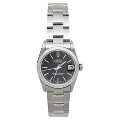 Used Rolex Black Stainless Steel Datejust 78240 Women's Wristwatch 31 mm