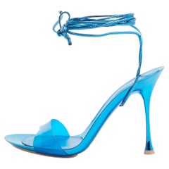 Gianvito Rossi - Sandales à pointes en PVC et cuir bleu, taille 39