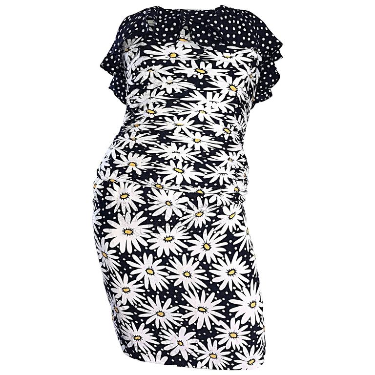 black dress with white daisies