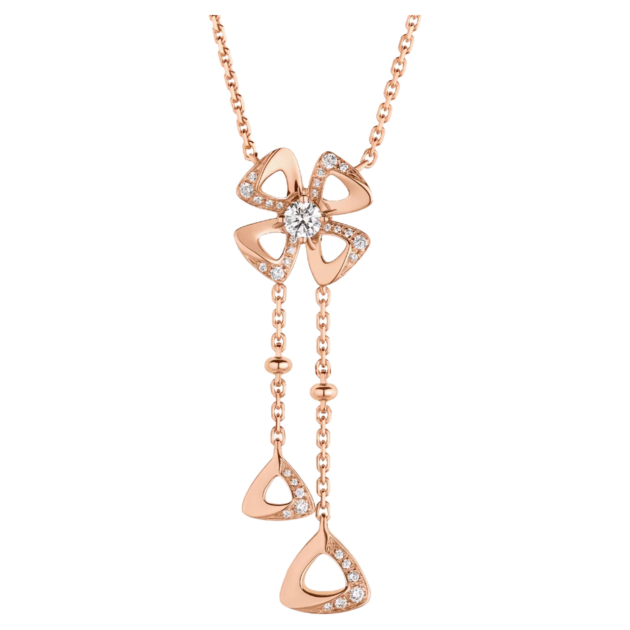 Bvlgari Fiorever Diamonds 18k Rose Gold Necklace For Sale