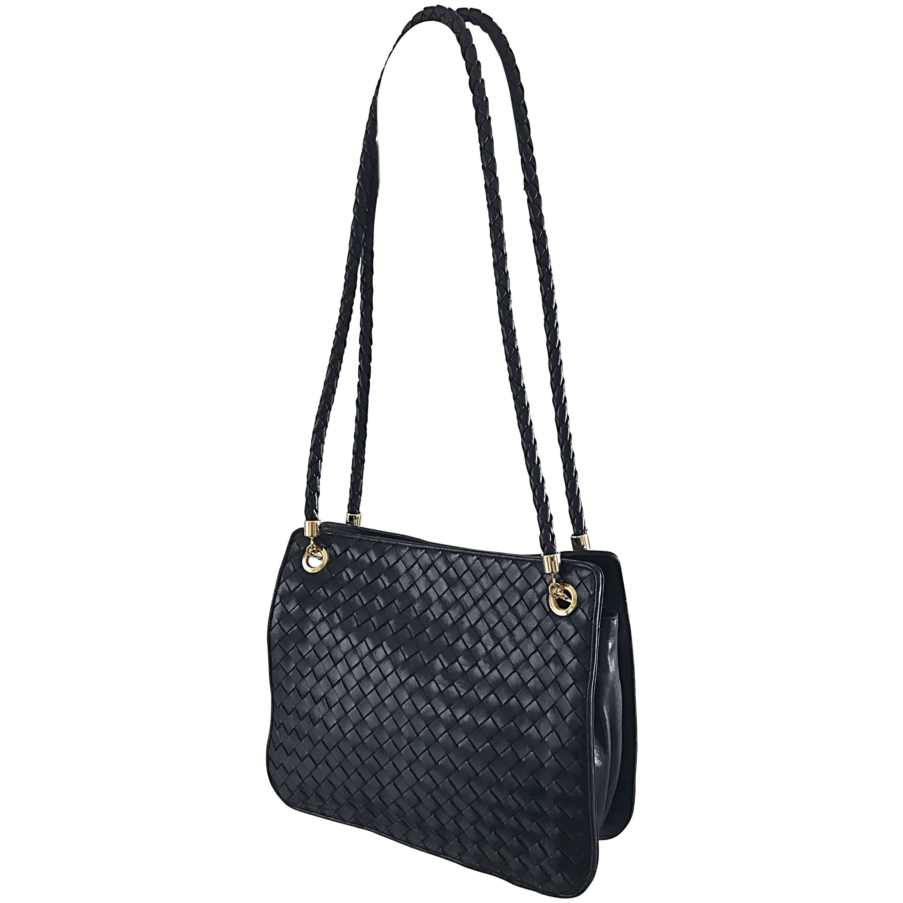 Bottega Veneta Vintage Classic Black Woven Napa Leather Shoulder Bag Purse  Tote at 1stDibs  bottega veneta black shoulder bag, vintage bottega  shoulder bag, bottega veneta vintage shoulder bag