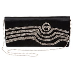 Pochette da sera in seta nera Pierre Cardin