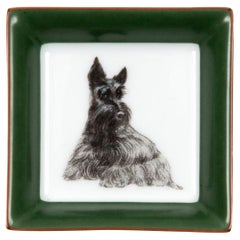 Hermes Scottish Terrier Dog Porcelain Ashtray Organizer