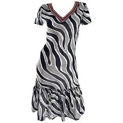 MOSCHINO Cheap & Chic 1990s Vintage Black and White Chiffon Beaded 90s Dress 4