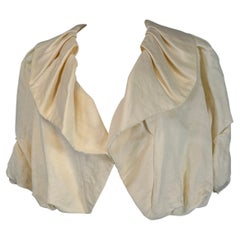 Lanvin Ete' 2006 Alber Elbaz Cream Shawl Collar Cropped Puff Sleeve Jacket