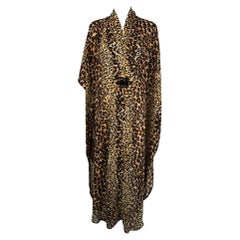 Vintage 1960s Leopard Pint Crepe Caftan Robe by Marjorie Ellin Inc. 