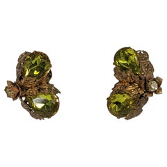 Miriam Haskell Chartreuse Kristall-Ohrringe