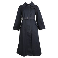 1970's GUCCI navy blue cotton trench coat with enameled GG buttons