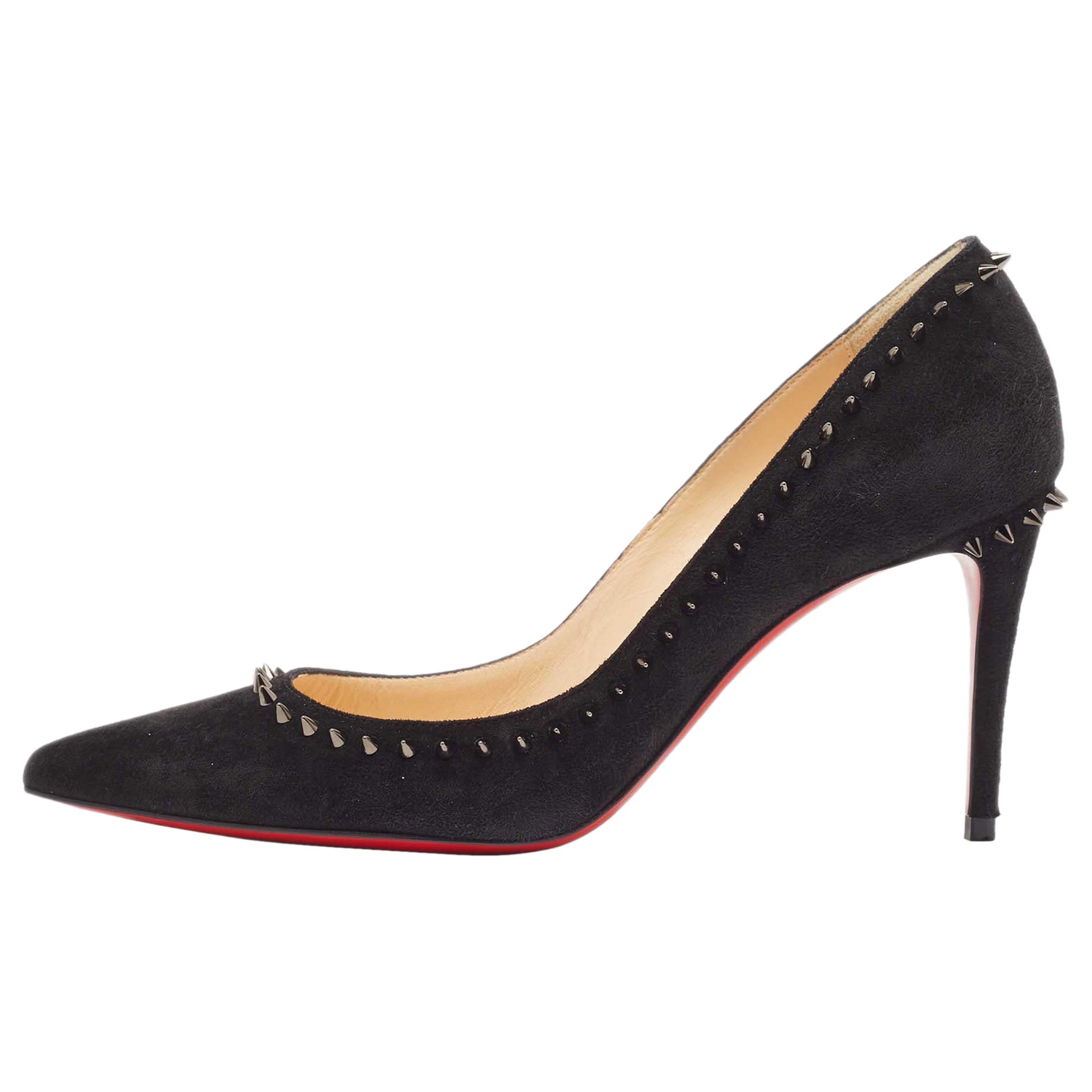 Christian Louboutin Black Suede Anjalina Pumps Size 35.5 For Sale