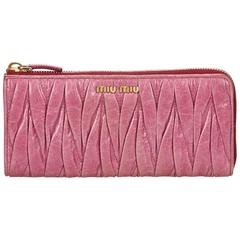 Miu Miu Pink Gathered Leather Wallet