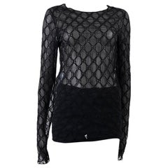 GUCCI Schwarzes Baumwollhemd 2020 GG EMBROIDERED MESH Top Shirt S