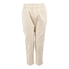 Brunello Cucinelli pantalon croisé perlé beige taille S